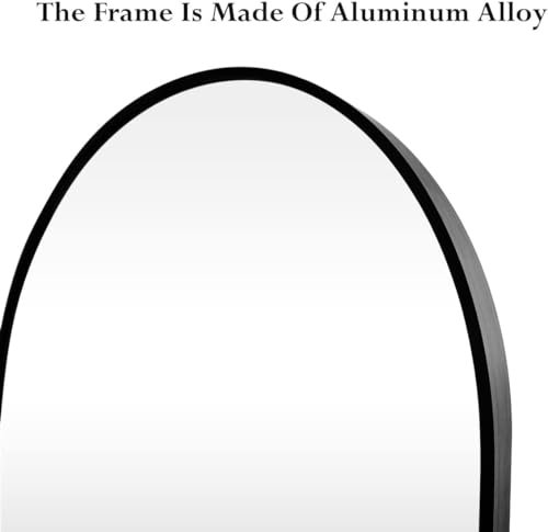 Black Full-Length Floor Mirror with Stand