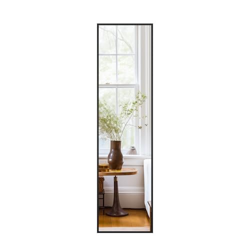 Black Full-Length Wall Mirror for Bedroom and Living Room with Stand