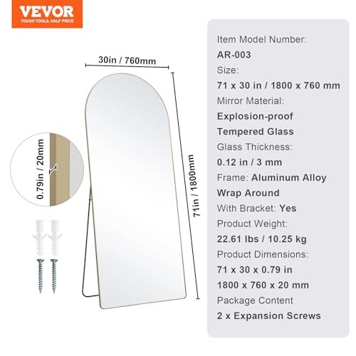 VEVOR Arched Full-Length Mirror for Living Room and Bedroom