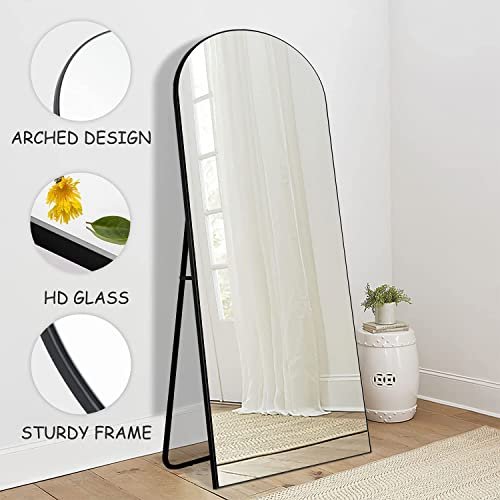 Black Full-Length Arched Mirror, 65" x 22"