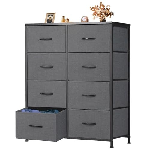 Superone Dresser with 8 Drawers, Fabric Bins, Wood Top for Any Room