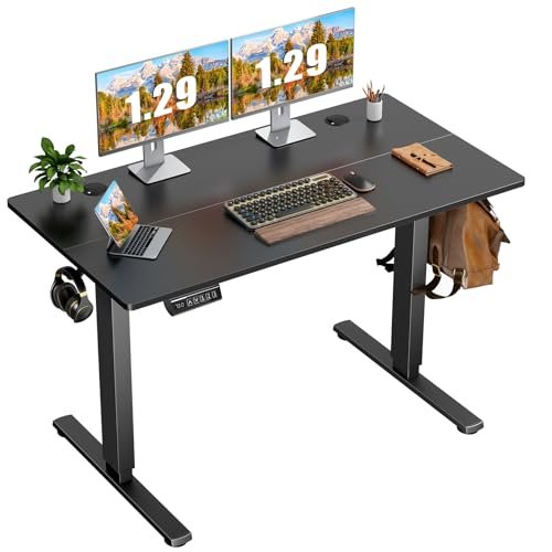 48-inch Black Ergonomic Sit-Stand Desk for Home Office