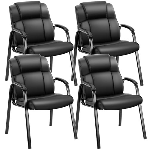 4-Piece Leather Guest Chair Set for Executive Office Wait Room