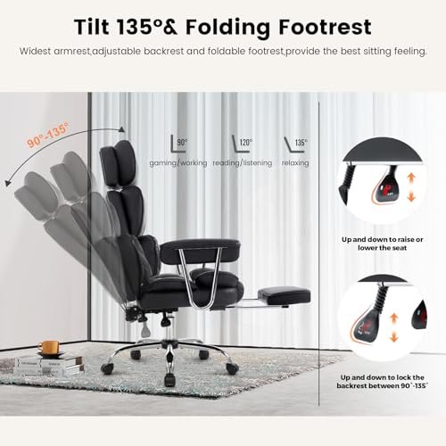Big and Tall Reclining Office Chair with Footrest