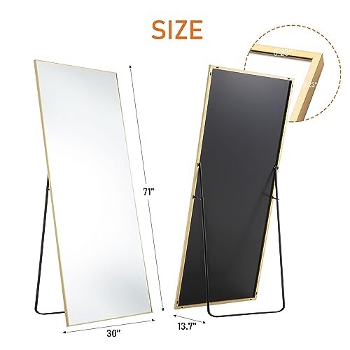 Superone 71x30 Gold Full-Length Floor Mirror with Stand