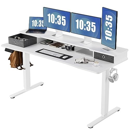 Superone Electric Adjustable Standing Desk with Drawers