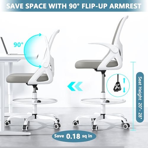 Drafting Tall Office Chair with Footrest and Lumbar Support