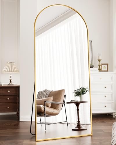 Gold Arched Full-Length Bedroom Mirror