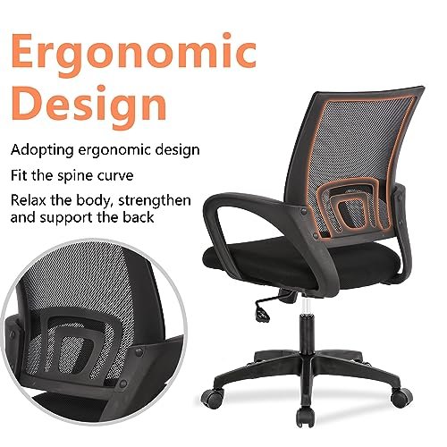 Ergonomic Black Office Chairs with Lumbar Support (Pack of 2)