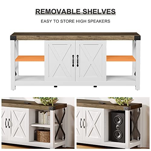 Mid-Century Modern 65/60/55 Inch TV Stand with Storage