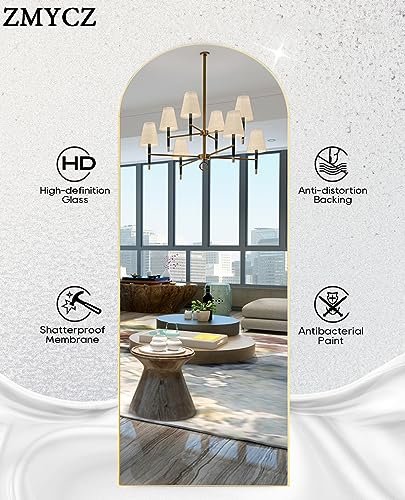 Gold Arched Full-Length Bedroom Mirror