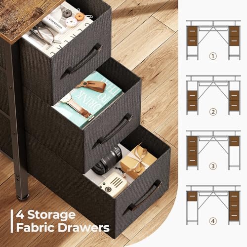 Refined 47.2 Computer Desk with LED Lights & Power Outlets for Home Office