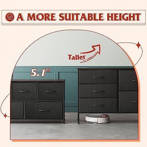 Charcoal Black 5-Drawer Fabric Bedroom Dresser