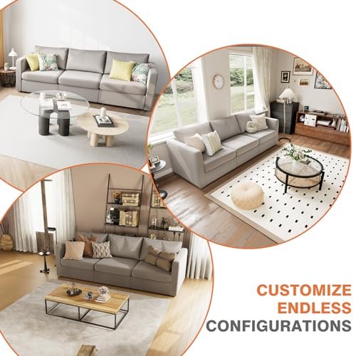 Superone Modern Modular Sectional Sofa, 3 Seat Living Room Couch with Chaise