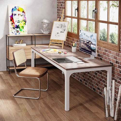 Tribesigns Oak Home Office Desk for 2 People