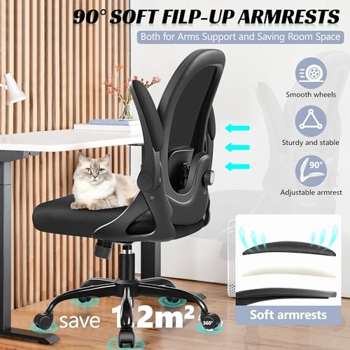 Ergonomic Black Desk Chair with Adjustable Lumbar Support