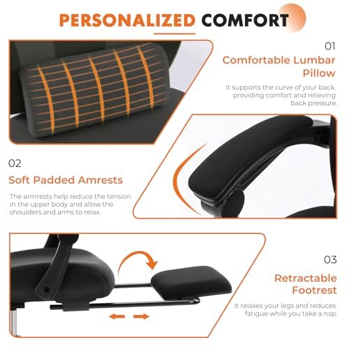 Superone Ergonomic High-Back Office Chair with Lumbar Support