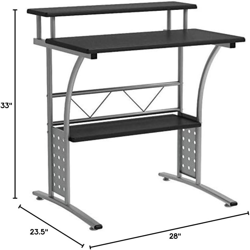 Black Home Office Computer Desk with Storage, 28 inches Wide