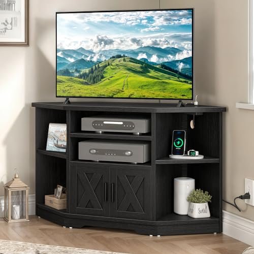 Farmhouse TV Stand for 55 inch TVs with Power Outlet