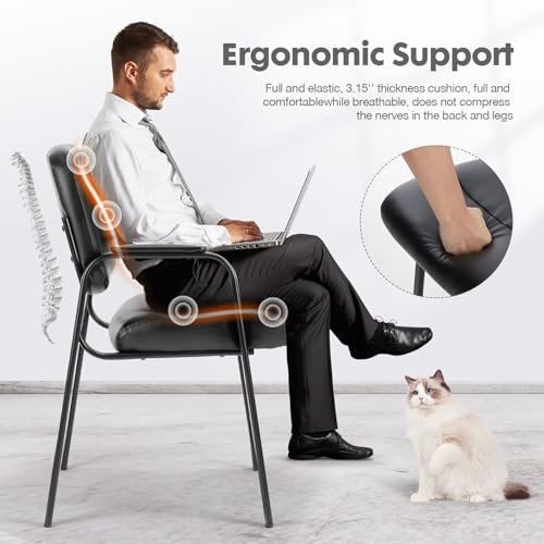 4-Piece Guest Chair Set with Padded Arms for Offices and Waiting Rooms