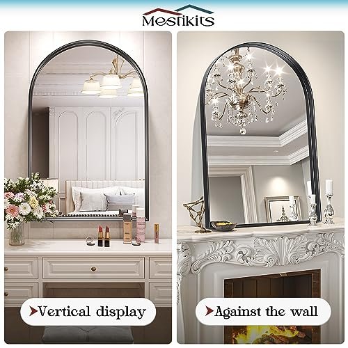 Black Arched Wall Mirror for Bathroom Vanity Hallway