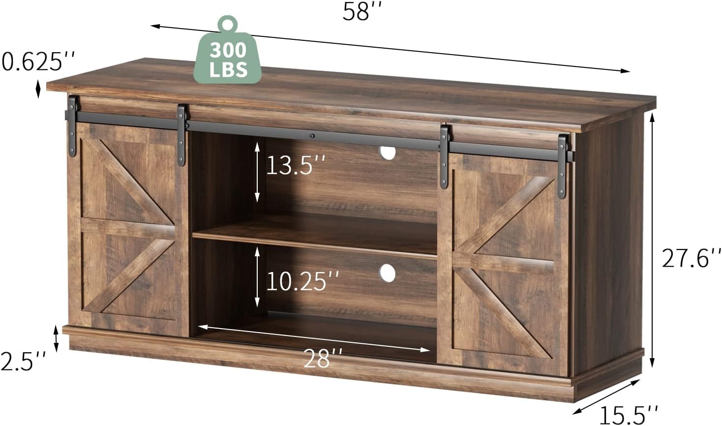 65-inch TV Stand with Sliding Doors and Storage