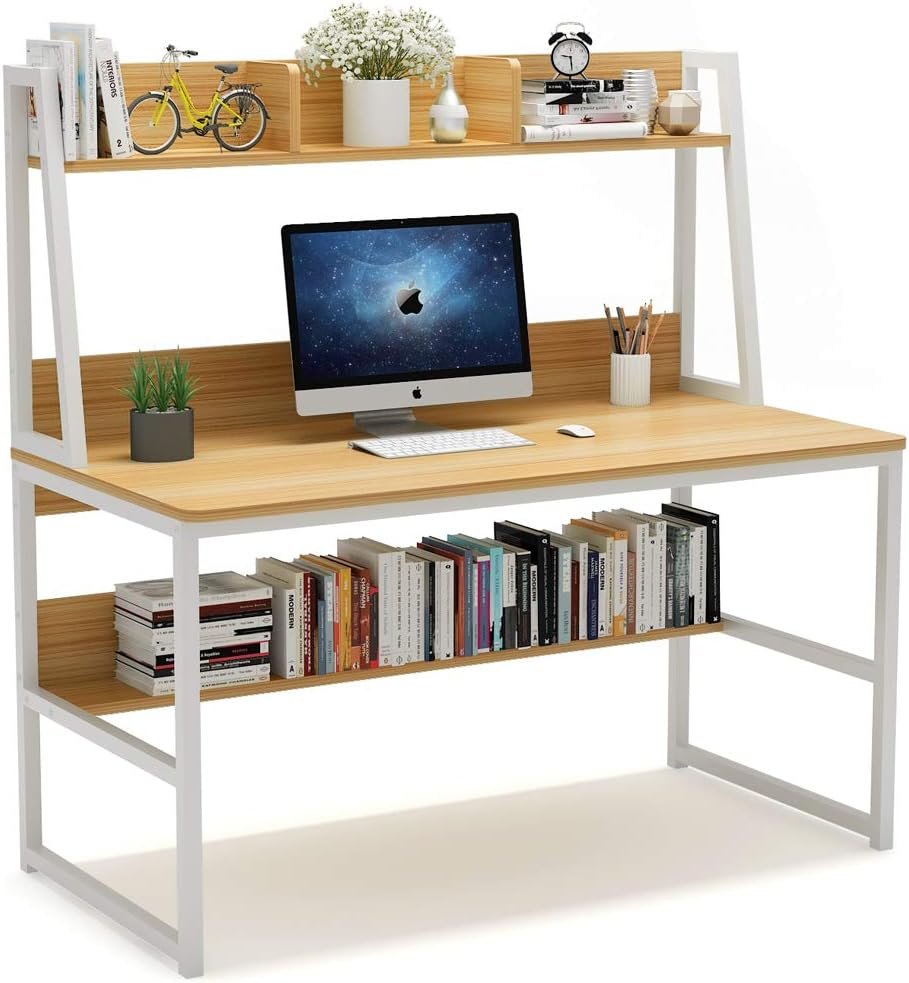 Tribesigns 47-inch Home Office Desk with Hutch & Bookshelf