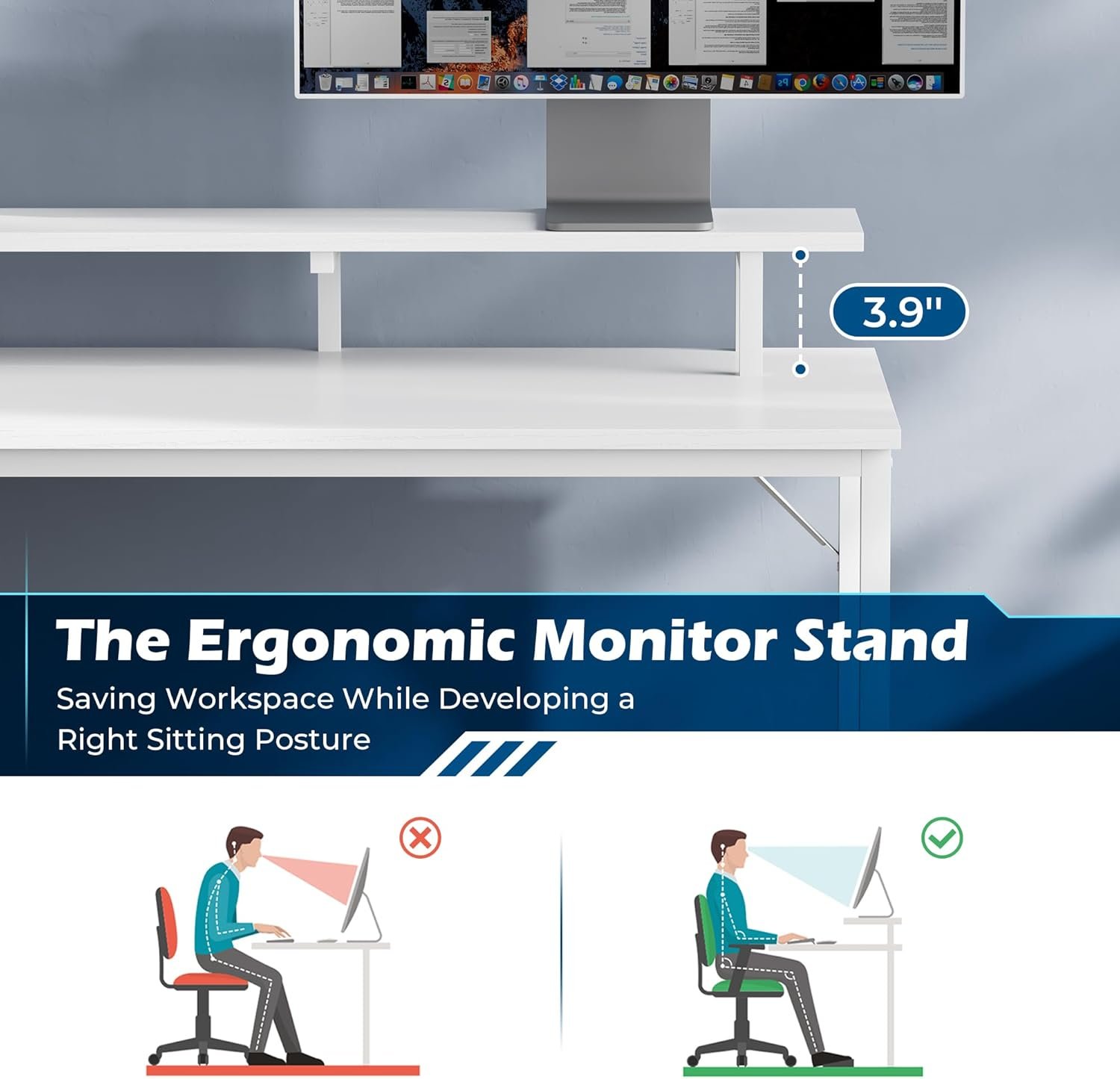 SUPERJARE L-Shaped Gaming Desk with LED Lighting & Power Outlets