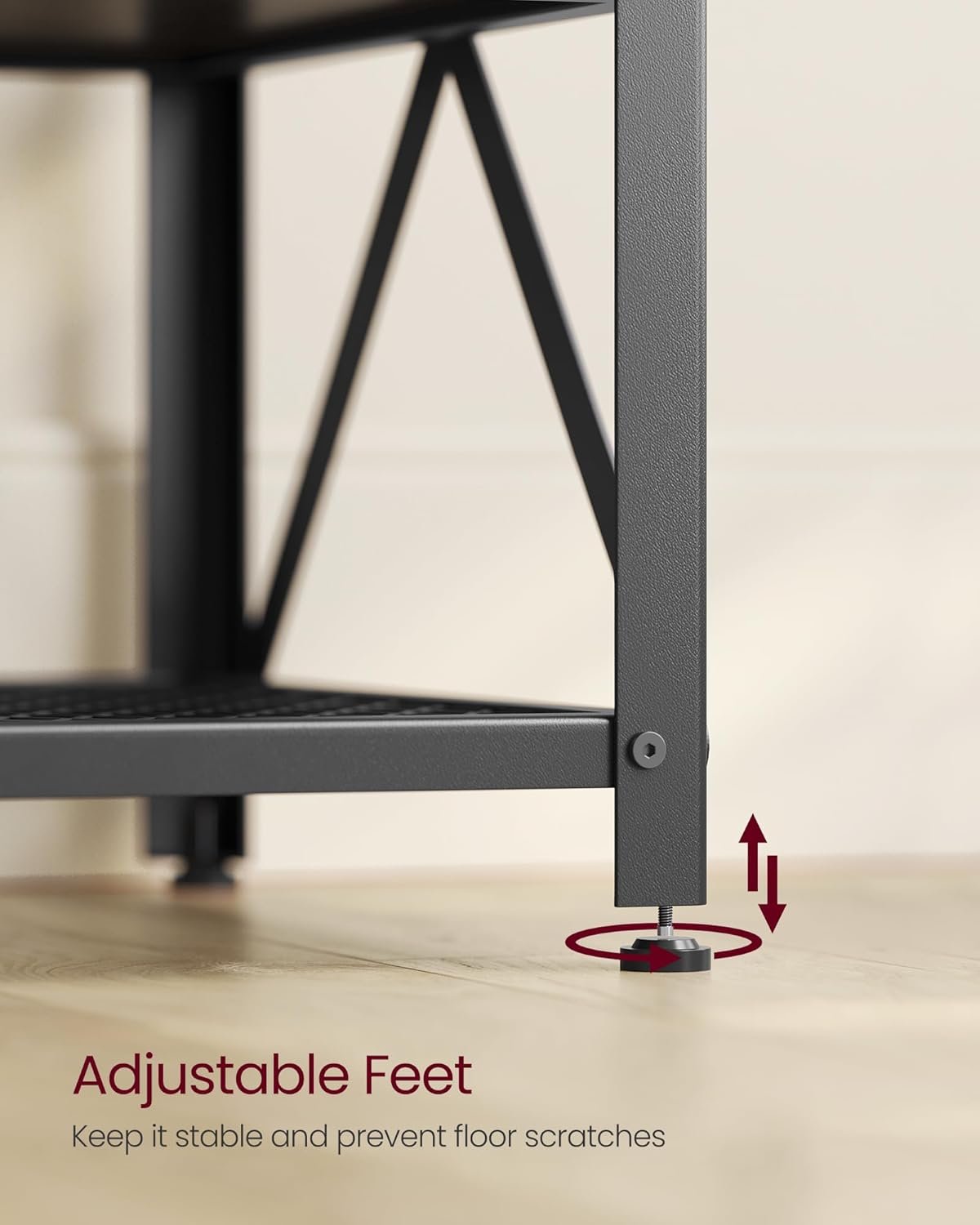 VASAGLE TV Console for up to 70-inch TVs, TV Table with Storage Shelves, Black with Wood Grain