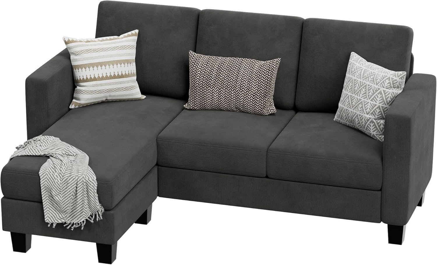 Linen Convertible L-Shaped Sofa for Small Spaces
