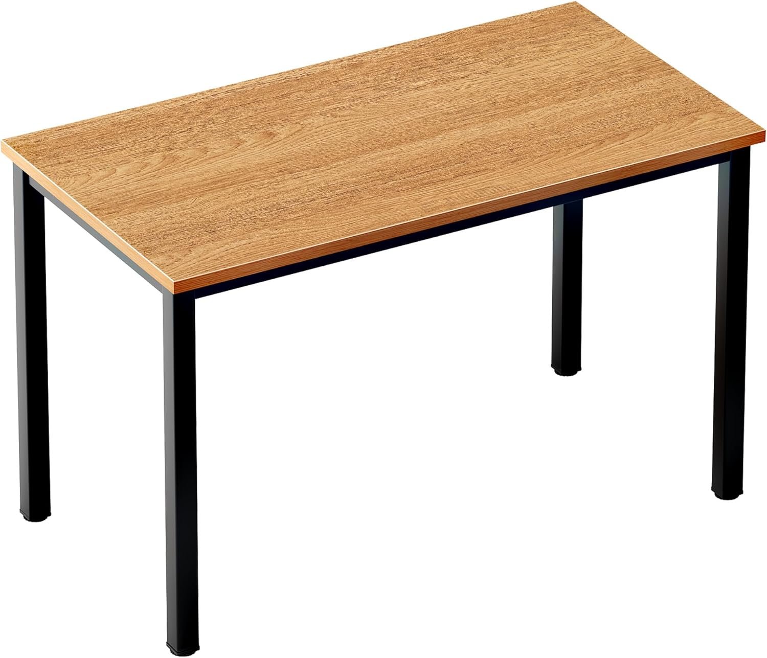 Sturdy Teak-Like Home Office Desk with Black Legs