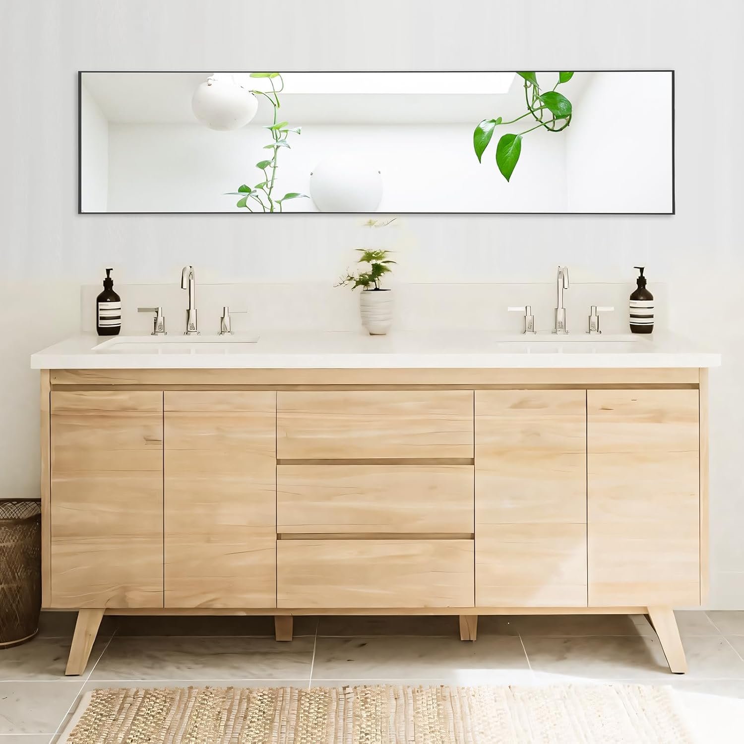 59'' Full-Length Floor Mirror with Aluminum Frame for Bedroom & Living Room