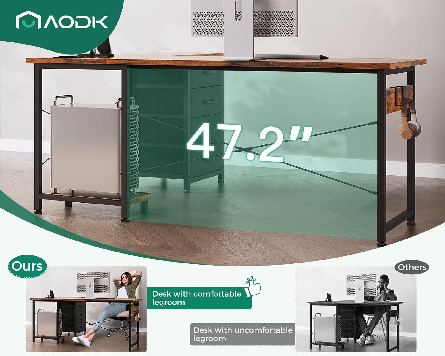 61 L-Shaped Computer Desk with 4-Tier Drawers, Power Outlets, and USB Charging for Home Office