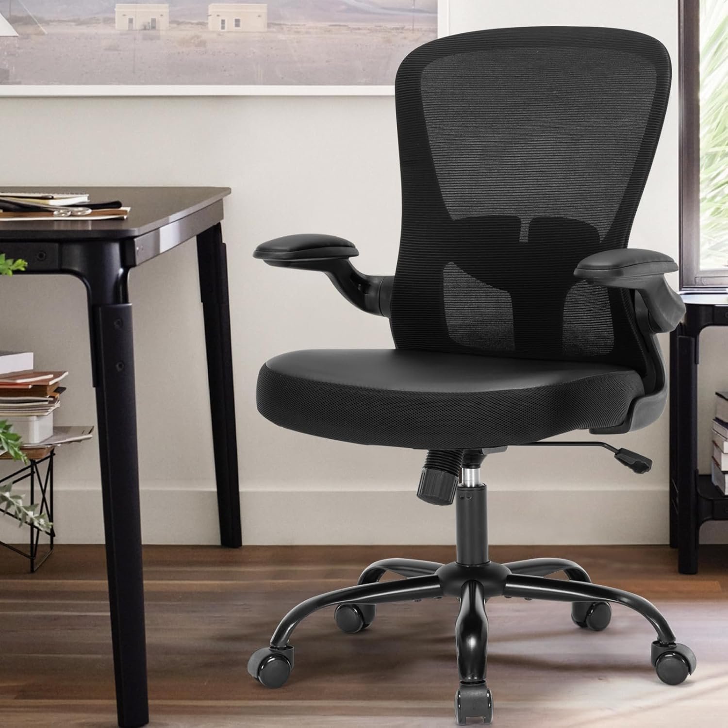 Ergonomic Desk Chair with Flip-up Armrests and Lumbar Support