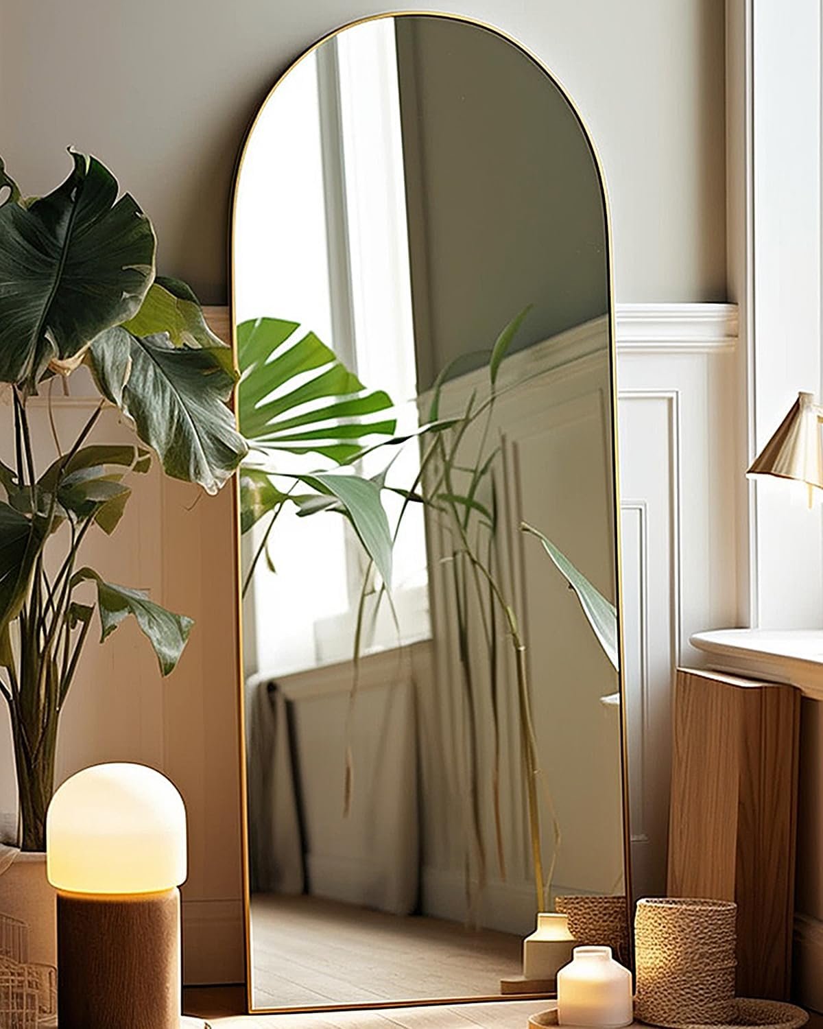 Gold Aluminum Full-Length Floor Standing Mirror