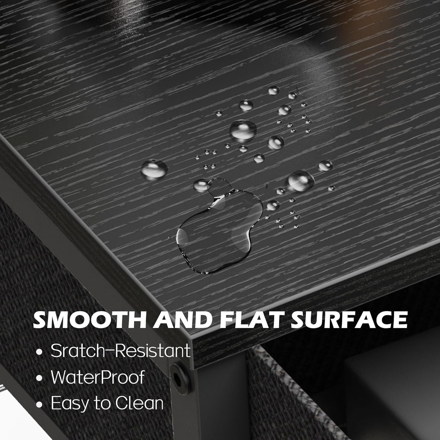 SUPERJARE 47" L-Shaped Desk with LED Lighting & Power Outlets