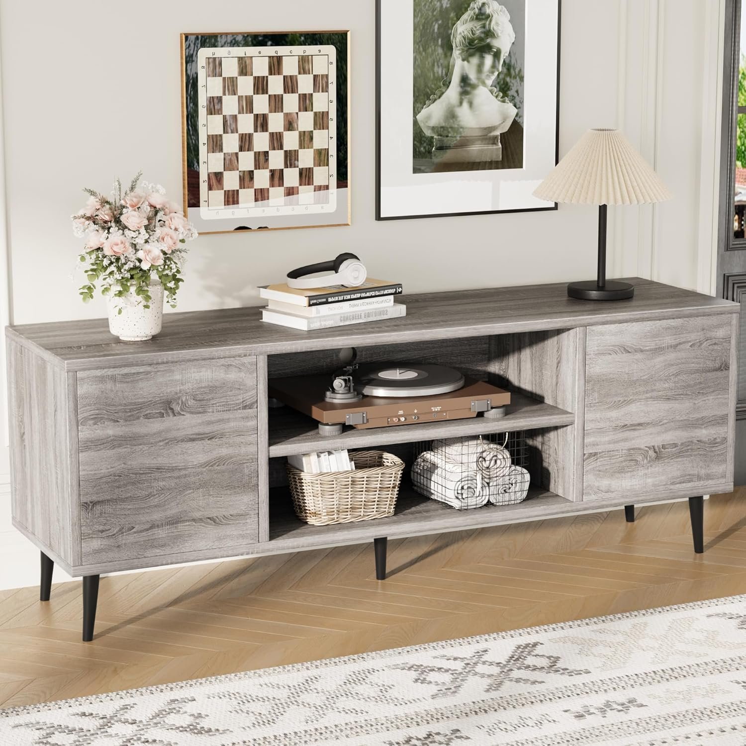 Flamaker 58-Inch TV Stand for 65-Inch TVs with 2 Doors