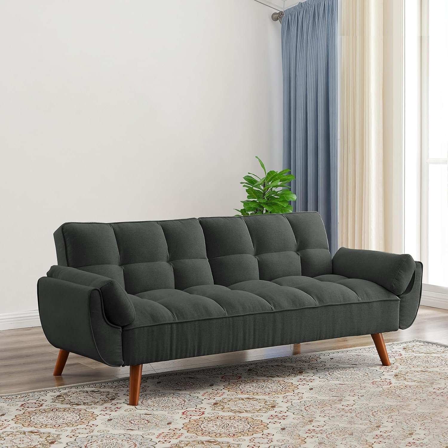 Elegant Convertible Linen Sleeper Sofa for Compact Areas