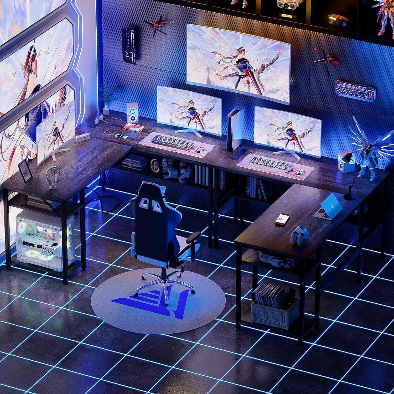 Unikito Reversible L-Shaped Desk with Power Outlets & USB Charging