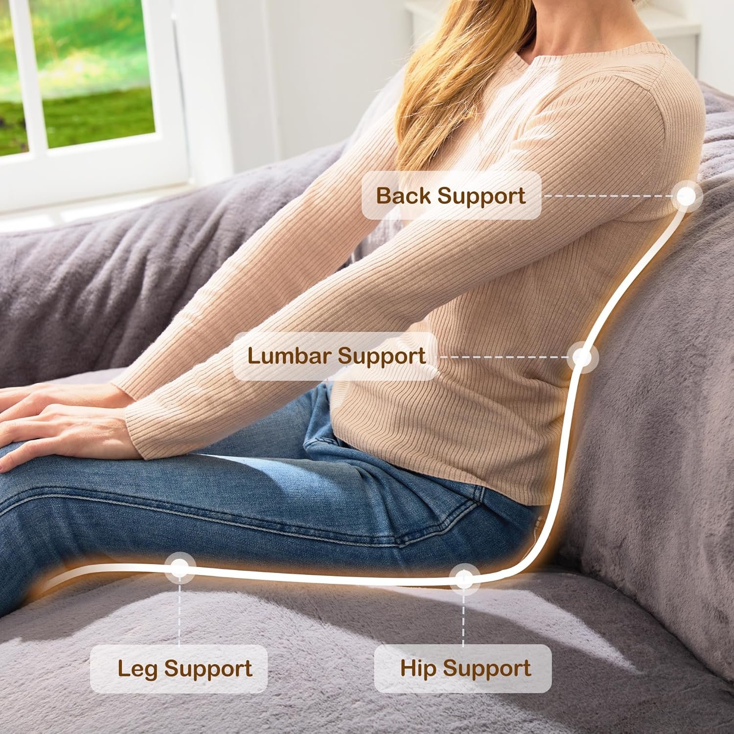 Homguava 2-Seater Loveseat Sofa Bed for Living Room, Bedroom (Grey)